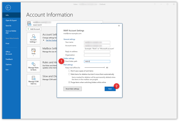 setup bellsouth email in outlook 2016